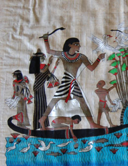 Delicate papyrus painting before and after water damage repair